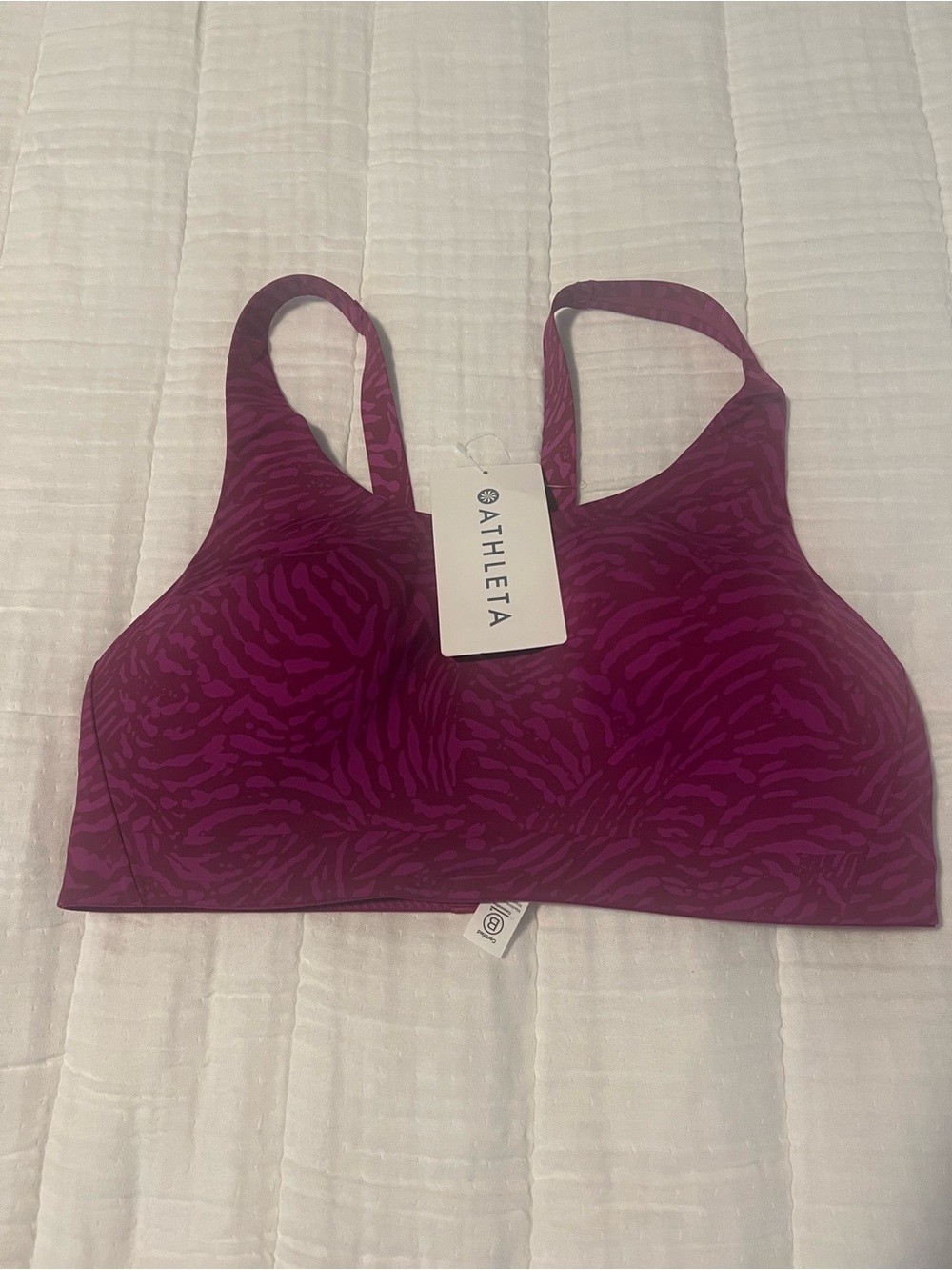 Athleta Deep Magenta Zebra-Pattern Sports Bra